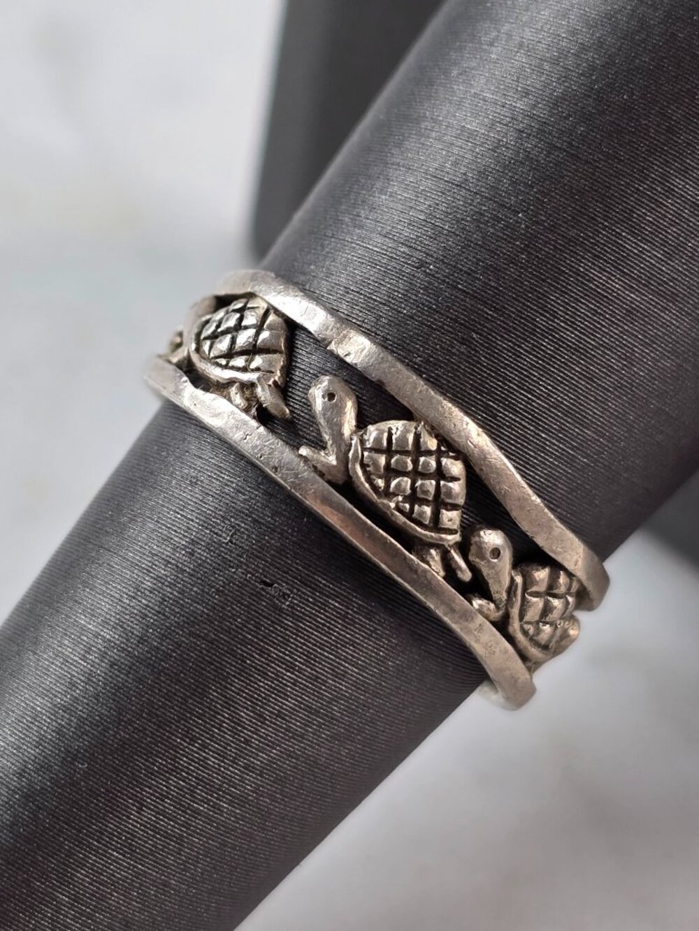 Womens Vintage Estate Sterling Silver Turtle Ring 2.7g E4132